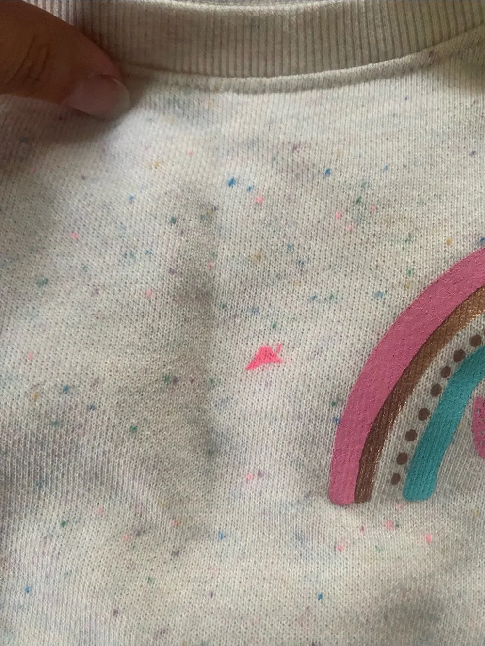 Cream Speckled Sweatshirt Dress with Pastel‎ Rainbow